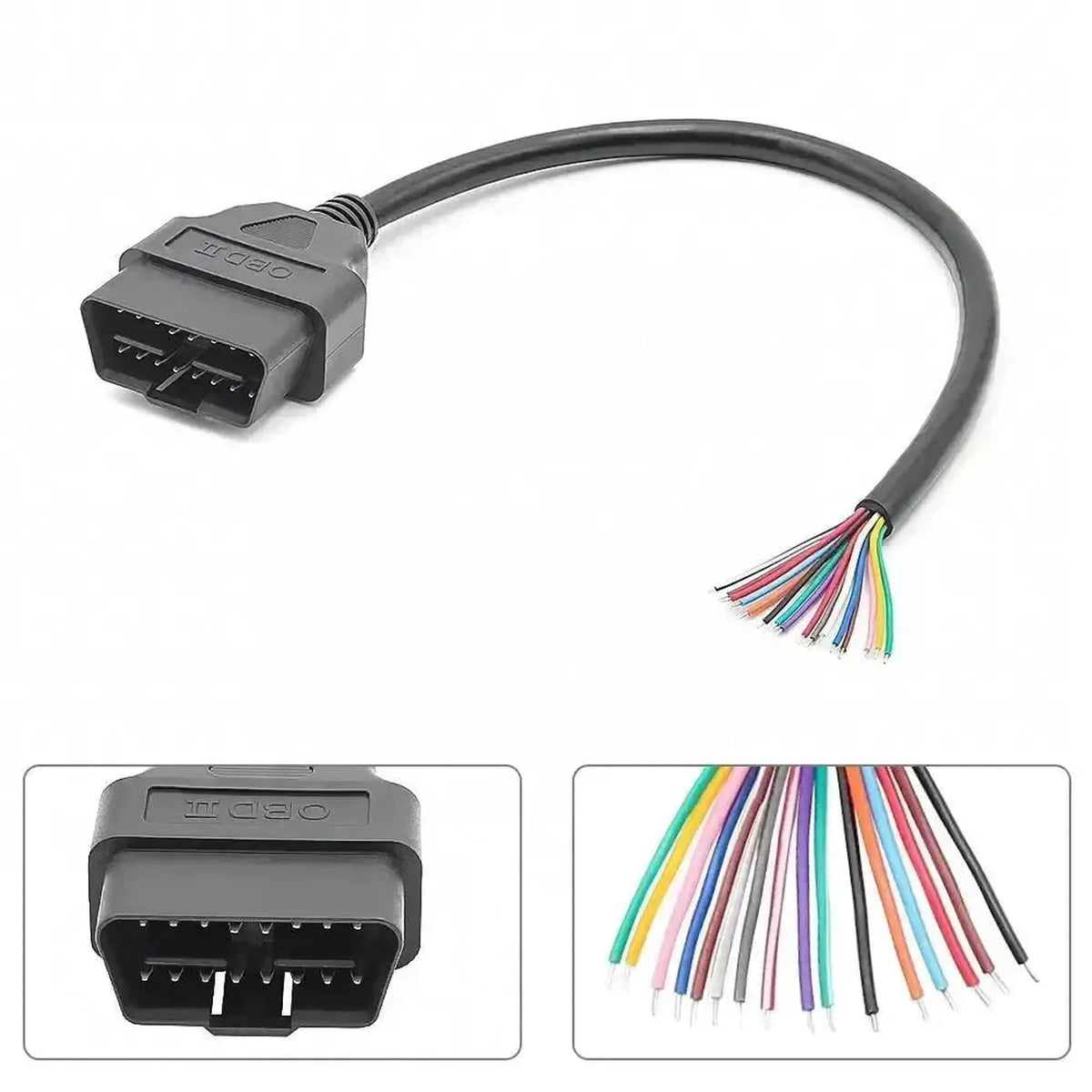 Connettore OBD2 a 16 pin (maschio) con 16 cavi scoperti (30 cm) | Accessori