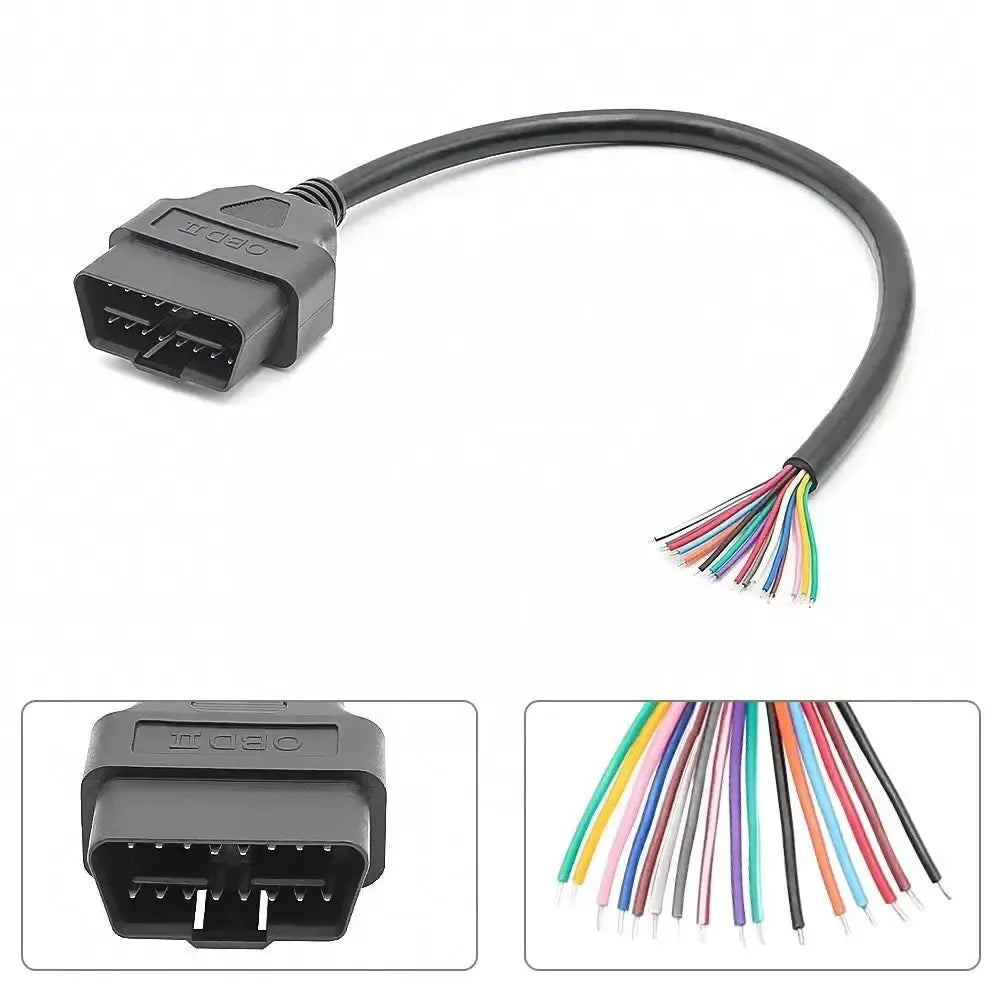 Connettore OBD2 a 16 pin (Maschio) con 16 cavi a estremità aperta – 30 cm