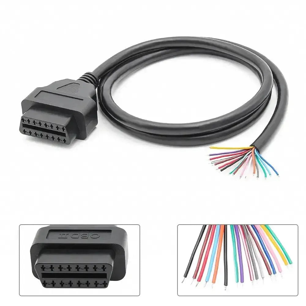 Porta OBD2 a 16 pin (Femmina) con 16 cavi a estremità aperta – 100 cm