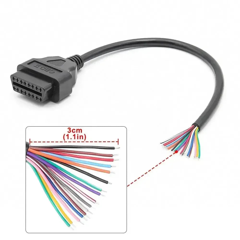 16 Pin OBD2 Spina Femmina Con 16 Cavi Finali Aperti Cavo Adattatore 30 cm
