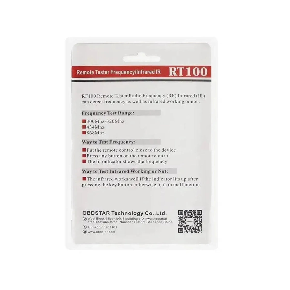 OBDSTAR RT100 | Tester frequenza chiave - Infrarosso