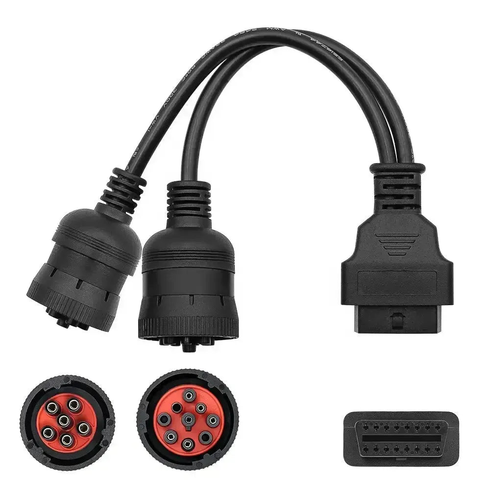 Cavo adattatore universale 6 pin J1708 + 9 pin J1939 - 16 pin OBD2 per veicoli commerciali e da lavoro