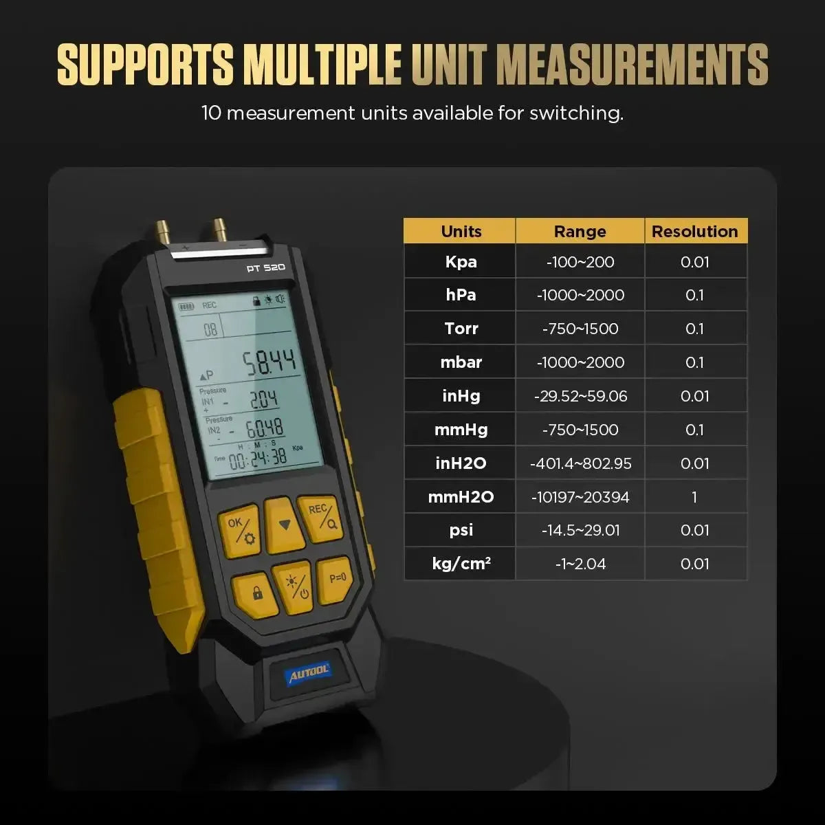 Autool PT520 Tester di pressione dell'aria