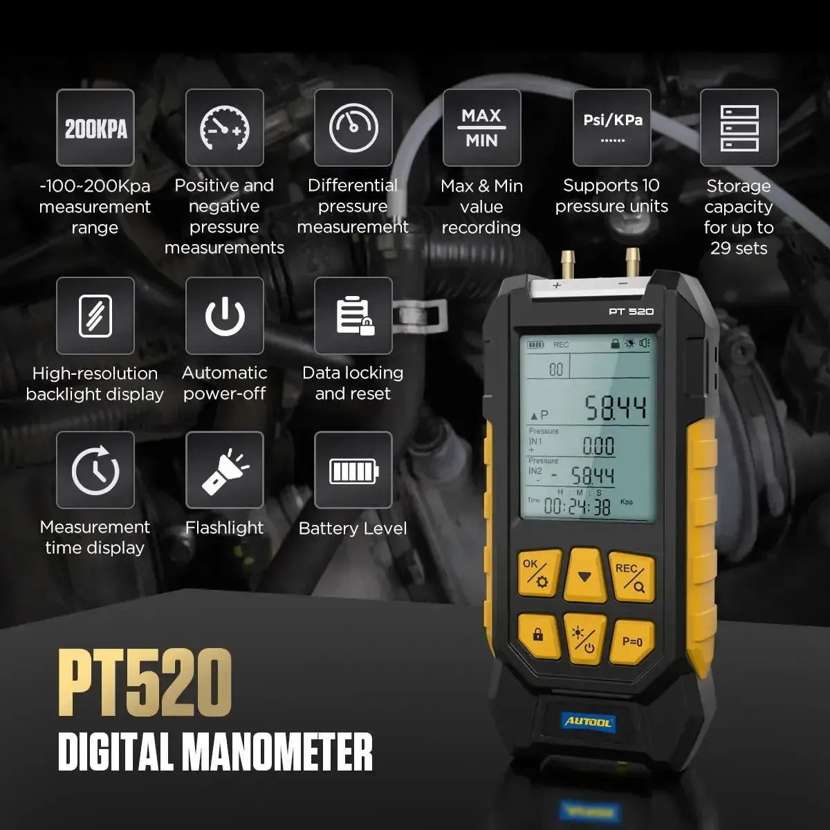 Autool PT520 Tester di pressione dell'aria