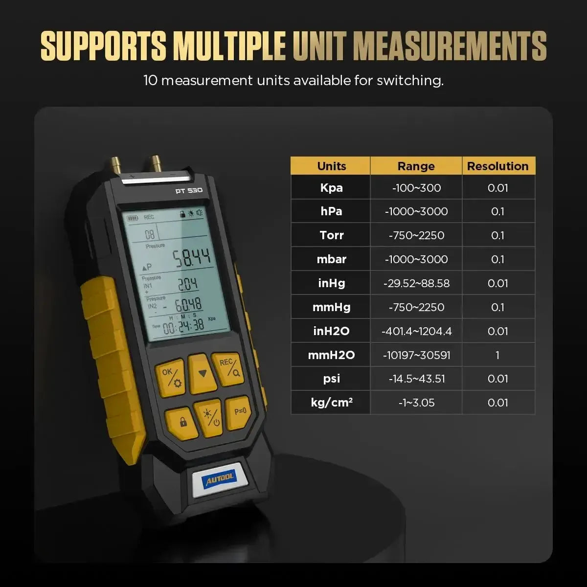 Autool PT530 Tester di pressione dell'aria