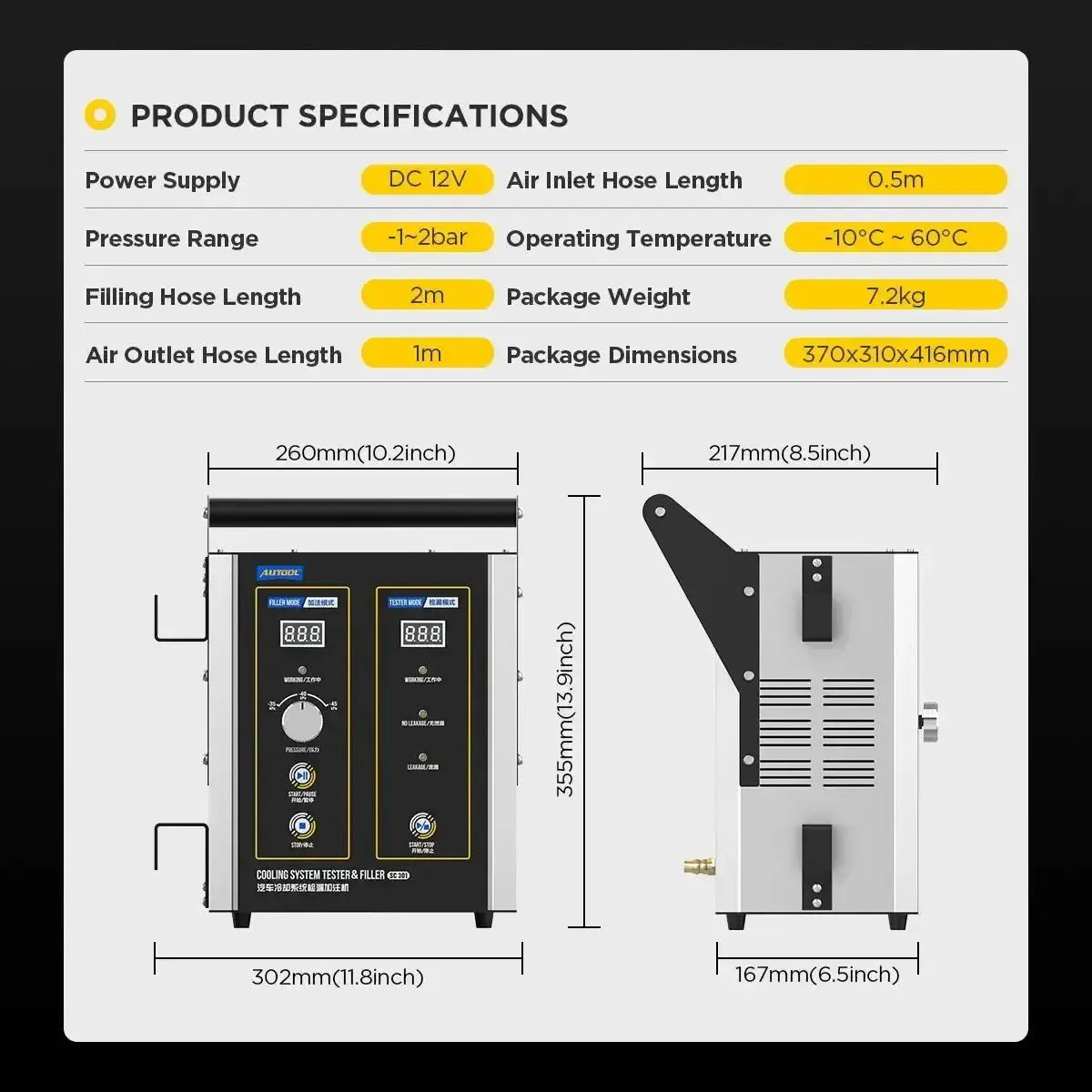 Autool SC301 Tester e sfiatatore del liquido di raffreddamento