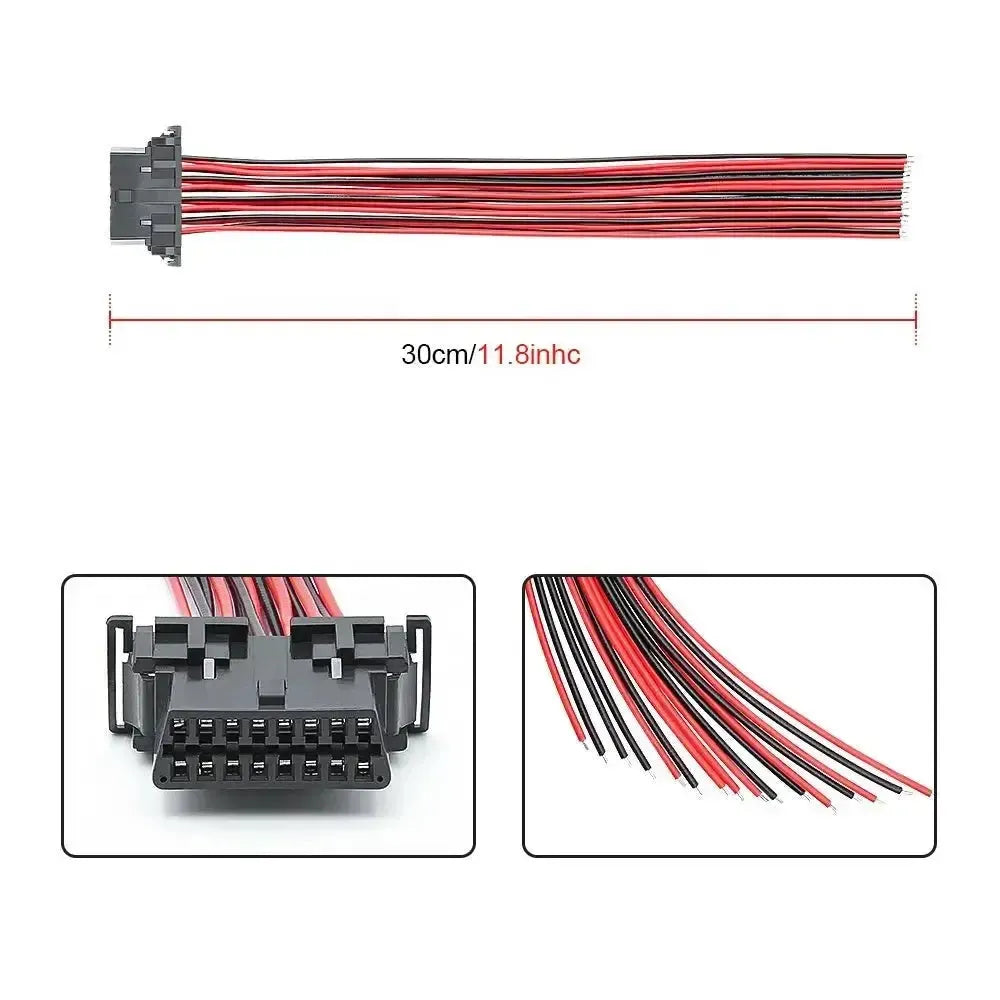 Kia/Hyundai Porta OBD2 a 16 pin (Femmina) con 16 Cavi a Punta Aperta – 30 cm