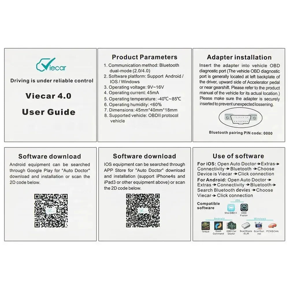 Viecar Mini OVC100 | Interfaccia ELM327 (Bluetooth 4.0)
